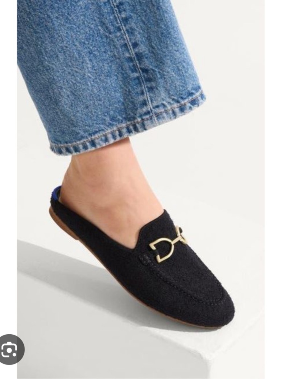 Rothy’s The Double Bit Loafer Mule Black Bouclé